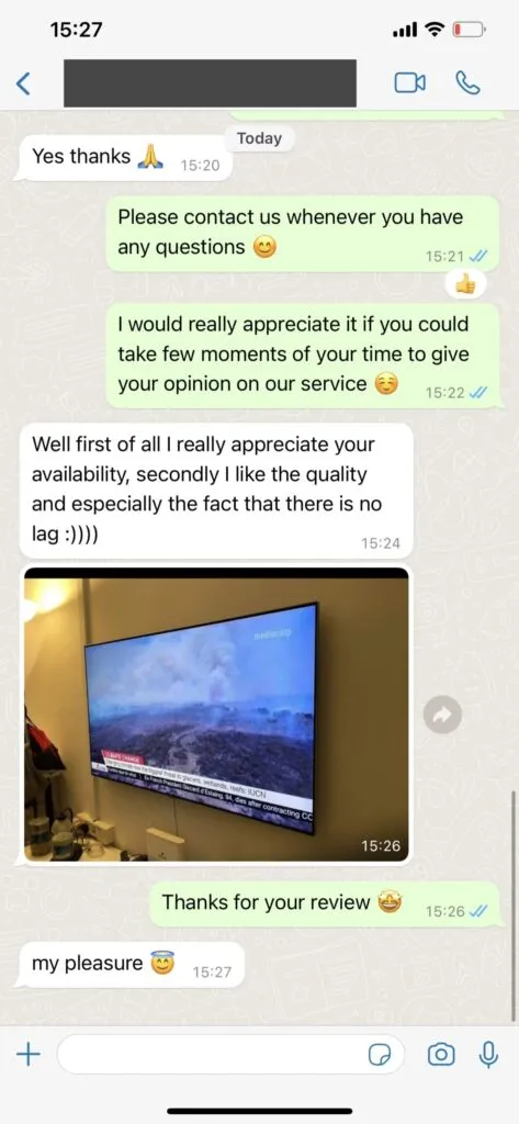 WhatsApp setup help chat screenshot for Beamsiptv 2